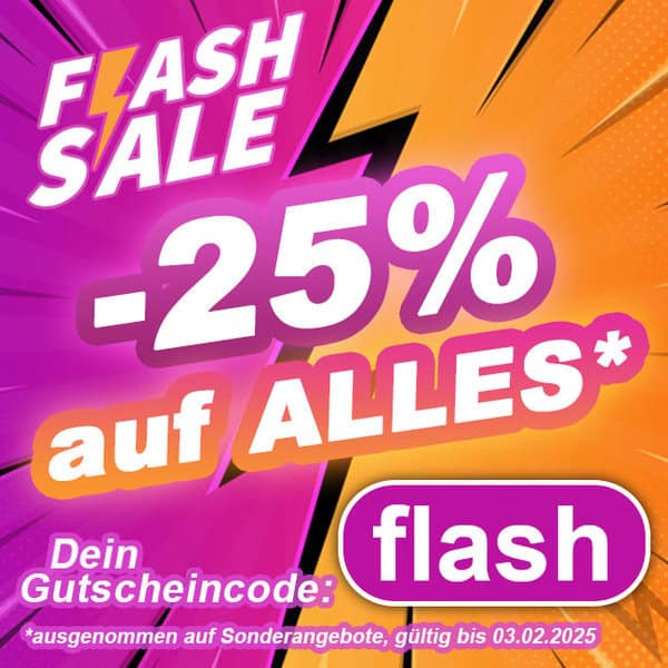 - alt text: Flash Sale Rabatt-Highlight auf Erotik-Produktseite, 25 % Rabatt.