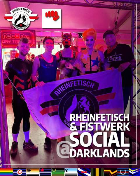 Rheinfetisch & Fistwerk Gemeinschaft, feiern beim Darklands Event, Fokus auf Fisten und Fetisch-Kultur.