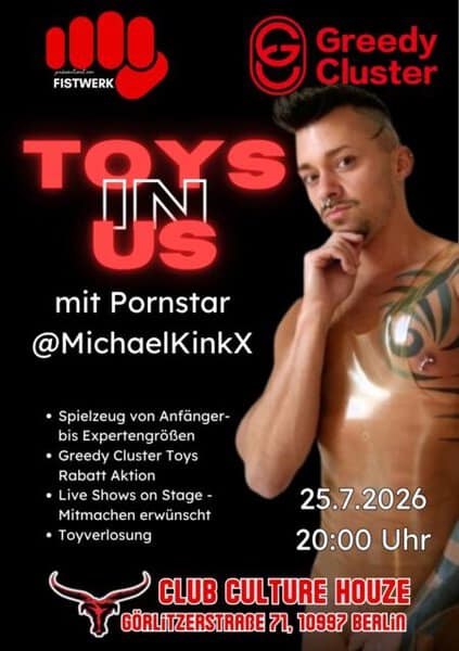 Künstlerische Darstellung eines BDSM-Events mit Fokus auf Fisting und Toys.