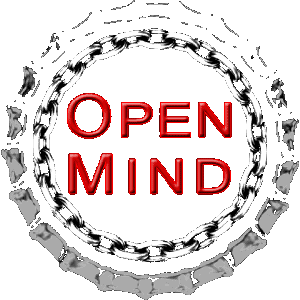 Innovatives Logo mit Kettenring und "Open Mind" Schriftzug, Symbol für offene Sexualität und Spaß.